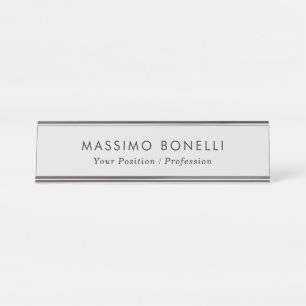 Porte-nom Pour Bureau Simple Élégant Minimaliste Moderne Gris