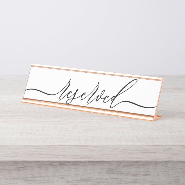 Porte-nom Pour Bureau Simple Minimalist Script Table Reserved (Devant)