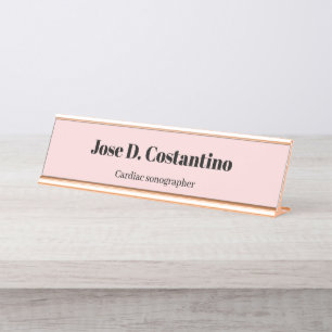 Porte-nom Pour Bureau Simple Rose Pâle Pastel Clair Nom Titre Bureau Nom