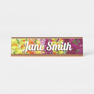 Porte-nom Pour Bureau Snapdragons colorés floraux