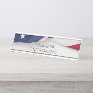 Porte-nom Pour Bureau Société élégante de drapeau américain Nom