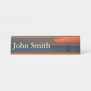 Porte-nom Pour Bureau Sunset Clouds and Sailboat Seascape