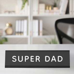Porte-nom Pour Bureau Super Papa Gras Noir et Blanc Bureau