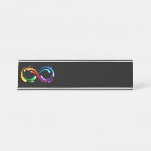 Porte-nom Pour Bureau Symbole de l'infini de comètes arc-en-ciel