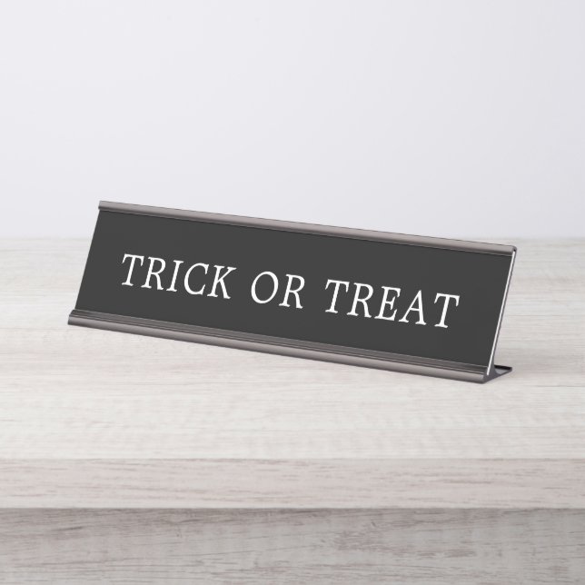 Porte-nom Pour Bureau Symbole d'Halloween noir et blanc (Devant)