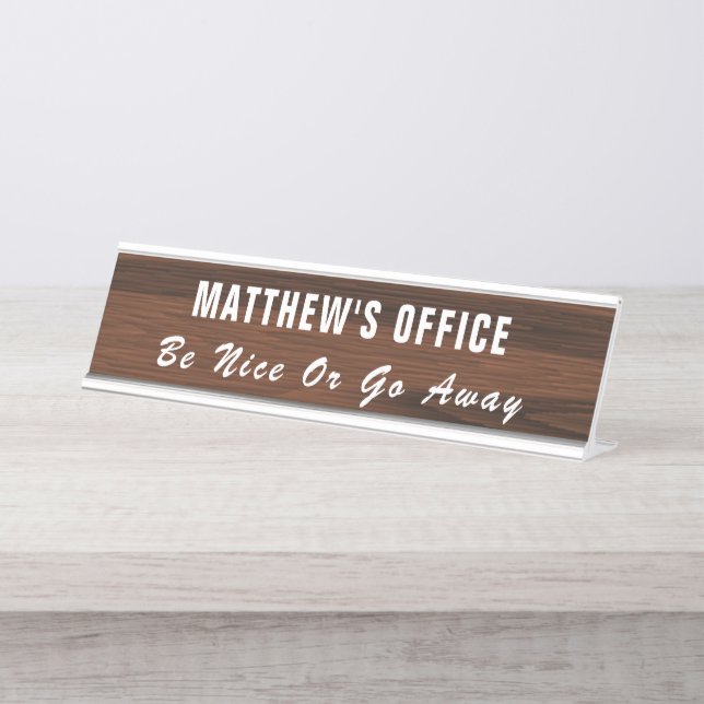 Porte-nom Pour Bureau Symbole Office personnalisé et drôle (Devant)