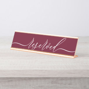 Porte-nom Pour Bureau Table de script minimaliste simple Bourgogne Réser