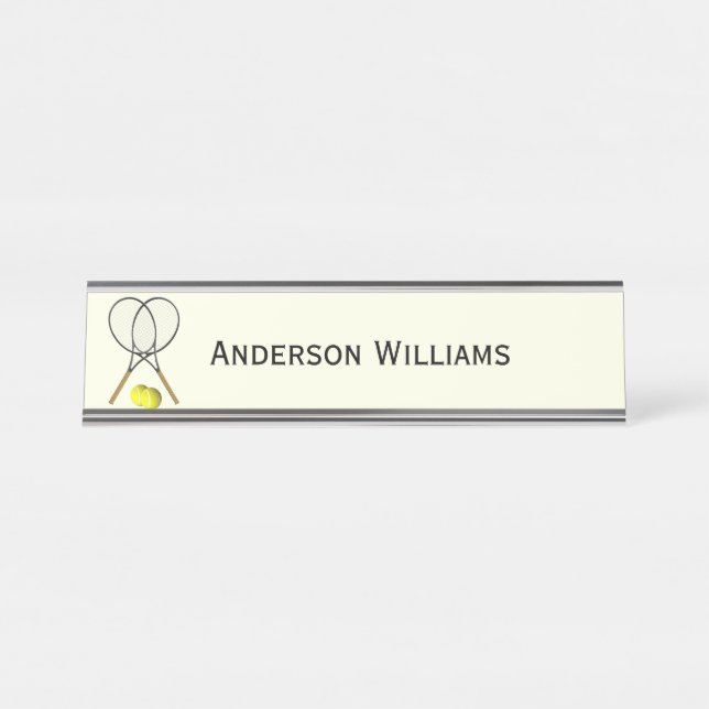 Porte-nom Pour Bureau Tennis Doubles Cream Personnel (Devant)