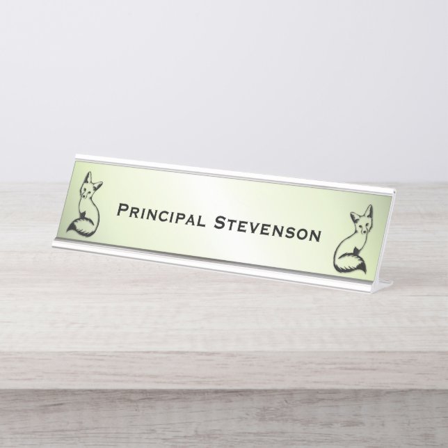 Porte-nom Pour Bureau Texte sur mesure Green Fox (Devant)