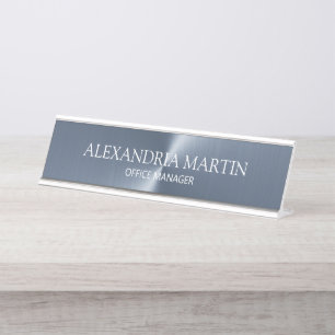 Porte-nom Pour Bureau Titre de poste en métal minimaliste moderne bleu