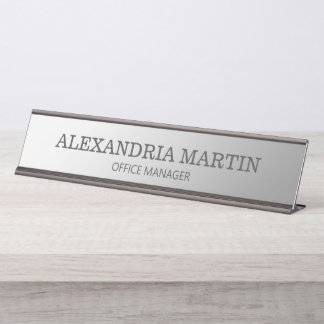 Porte-nom Pour Bureau Titre de poste minimal argent métallisé moderne