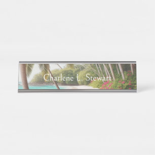 Porte-nom Pour Bureau Tropical Hawaii Palms Beach Bureau Nom Plate
