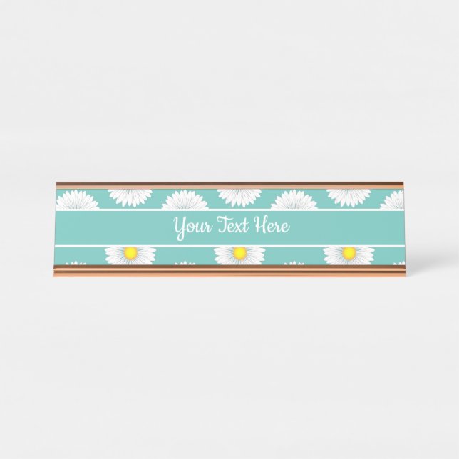Porte-nom Pour Bureau Turquoise Joli Petit Marguerite (Devant)