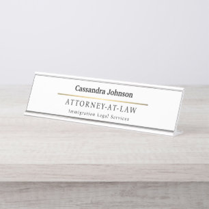 Porte-nom Pour Bureau Type classique Faux Gold Line Droit Juriste Avocat