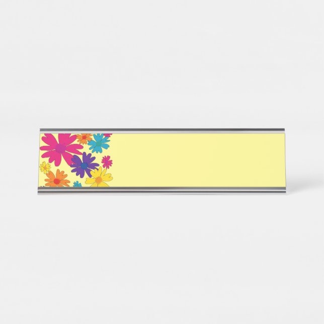 Porte-nom Pour Bureau Un lit fleuri de fleurs marguerites (Devant)