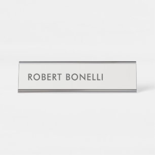 Porte-nom Pour Bureau Unique moderne Platine gris minimaliste