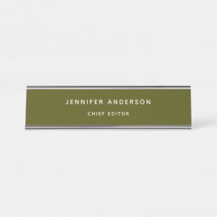 Porte-nom Pour Bureau Vert Chic Professionnel Moderne Minimaliste Simple