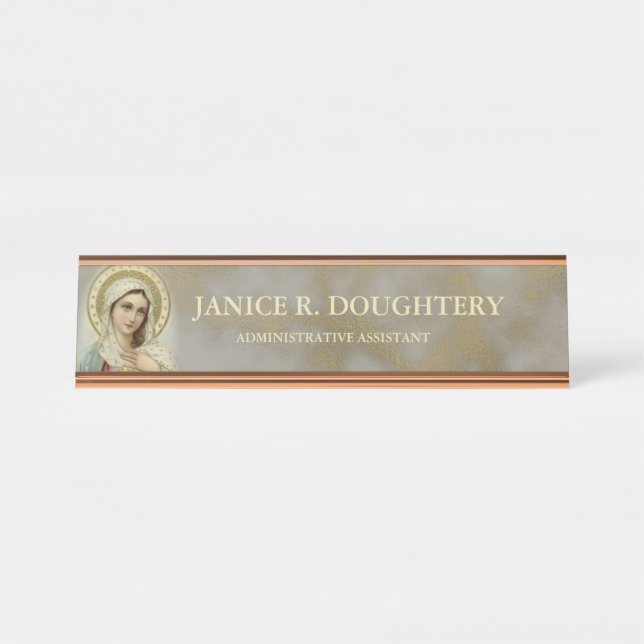 Porte-nom Pour Bureau Vierge Marie douleureux impeccable personnalisé (Devant)