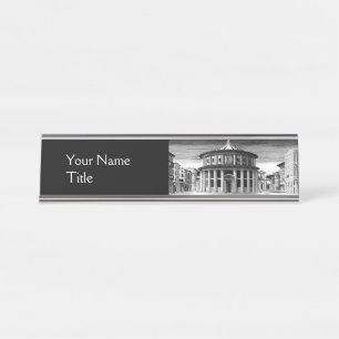 Porte-nom Pour Bureau VILLE IDÉALE, Architecture Renaissance Blanc Noir