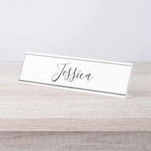 Porte-nom Pour Bureau Votre nom Script élégant