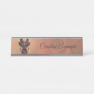 Porte-nom Pour Bureau Voyage mystique de temps avec ailes, montre steamp