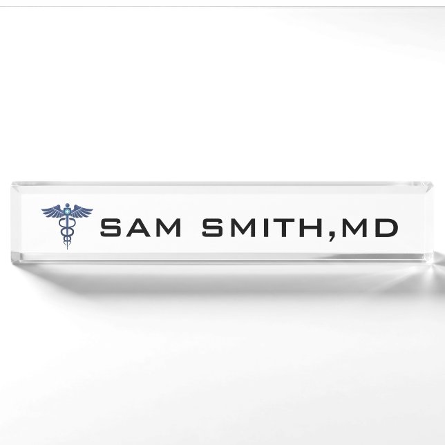Porte-nom Pour les médecins et les infirmières. Caduceus Méd (Devant)