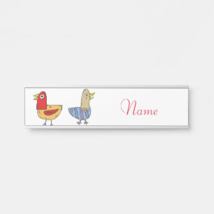 Porte-nom Pour Porte 4 Oiseaux amusants Thunder_Cove