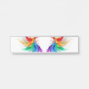 Porte-nom Pour Porte Ailes fluffy arc-en-ciel