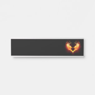Porte-nom Pour Porte Angel Fire Heart with Wings