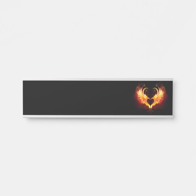 Porte-nom Pour Porte Angel Fire Heart with Wings (Devant)