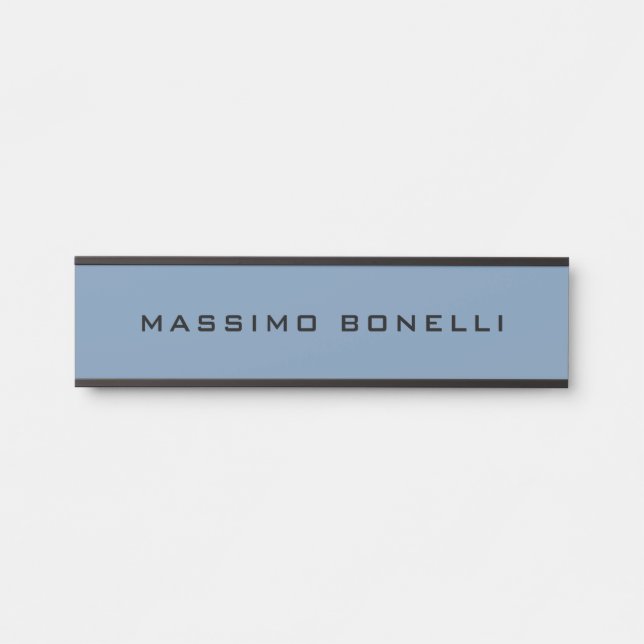 Porte-nom Pour Porte Blue Grey Minimalist Plain Legible Modern (Devant)