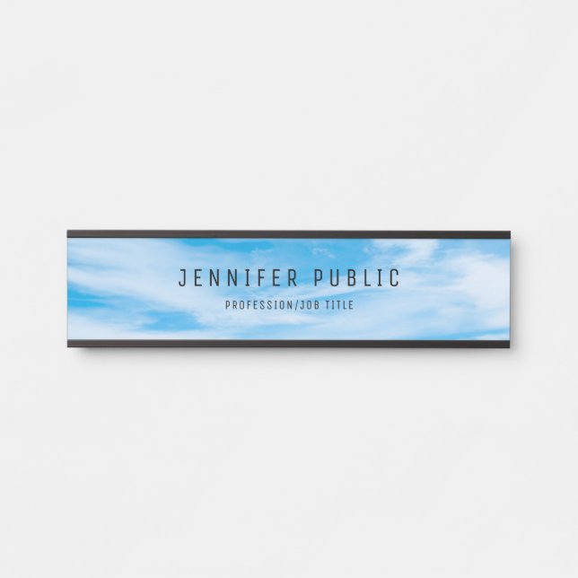 Porte-nom Pour Porte Blue Sky Clouds Moderne Simple Élégant Modèle (Devant)