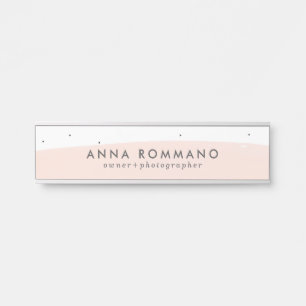 Porte-nom Pour Porte Brosse rose et blanche