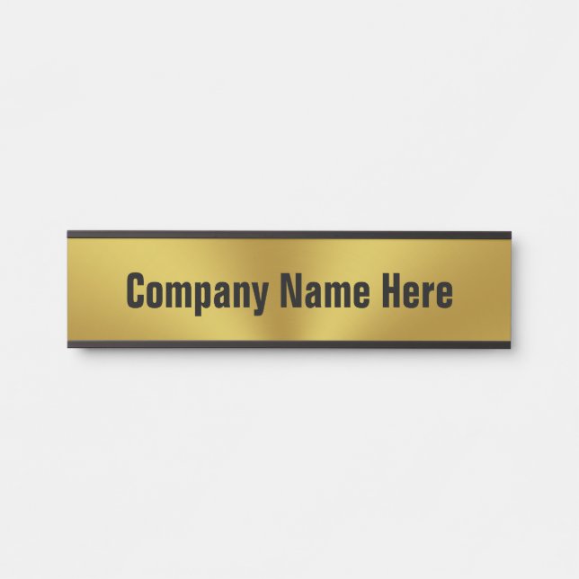 Porte-nom Pour Porte Bureau d'affaires Faux Gold Black Text (Devant)