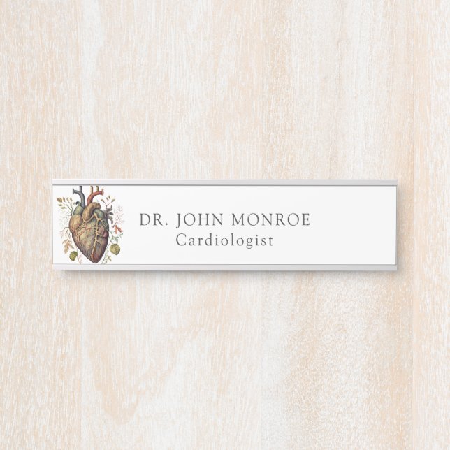 Porte-nom Pour Porte Cardiologie cardiaque anatomique rouge Médicale (Devant)