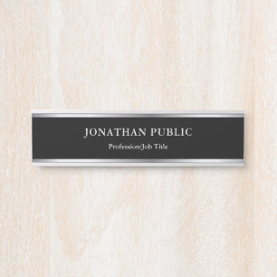 Porte-nom Pour Porte Chic moderne professionnel de charme noir et