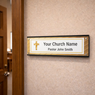 Porte-nom Pour Porte Church Pastor Classy Or Et Noir