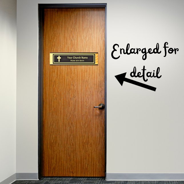 Porte-nom Pour Porte Church Pastor Classy Or Et Noir (Créateur téléchargé)