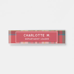 Porte-nom Pour Porte Colorful Plaid Classic Personnalisé Enseignants Ro