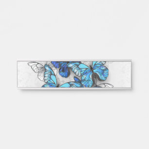 Porte-nom Pour Porte Composition des White and Blue Butterflies