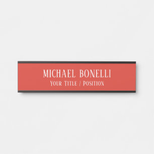 Porte-nom Pour Porte Couleur Rouge Classique Élégante Police Serif Mini