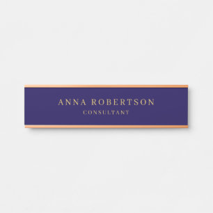 Porte-nom Pour Porte Couleurs bleu foncé et or Professionnel Minimalist