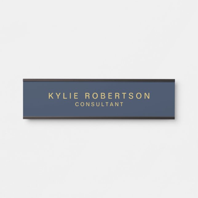 Porte-nom Pour Porte Couleurs d'or bleu professionnel tendance moderne  (Devant)