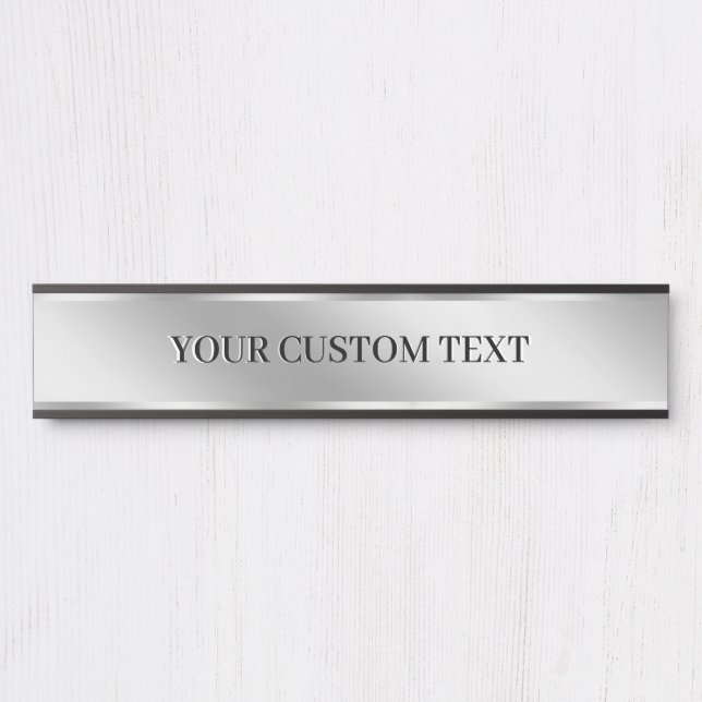 Porte-nom Pour Porte Create Your Own Elegant Modern Custom Text Silver  (Devant)