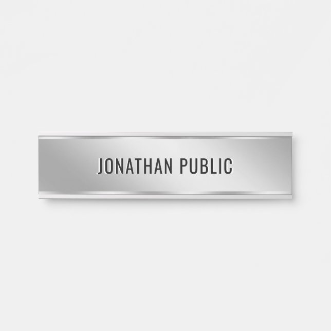 Porte-nom Pour Porte Custom Text Elegant Silver Door Sign Template (Devant)