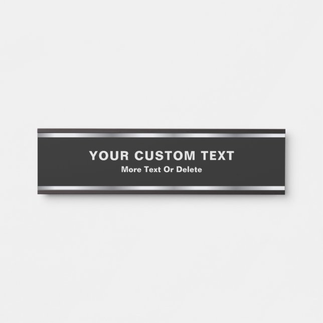 Porte-nom Pour Porte Custom Text Modern Black & Silver Glamorous Luxury (Devant)