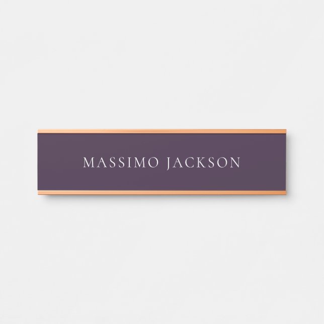 Porte-nom Pour Porte Dark Purple Minimalist Plain Modern  (Devant)