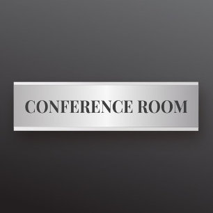 Porte-nom Pour Porte Département de bureau contemporain Noir & Faux Arg