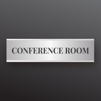 Porte-nom Pour Porte Département de bureau contemporain Noir & Faux Arg
