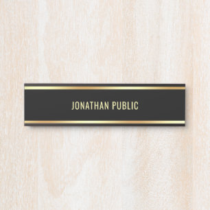 Porte-nom Pour Porte Design Moderne Et Moderne, Noir Et Or